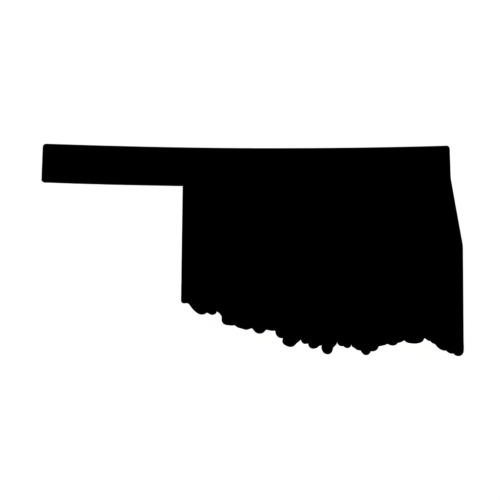 Black outline of Oklahoma state borders